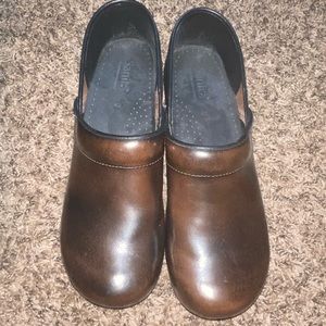 SANITA Brown Leather Danish Clogs 42